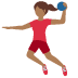 Woman playing handball: medium-dark skin tone :woman_playing_handball_tone4: 🤾🏾♀️