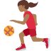 Woman bouncing ball: medium-dark skin tone :woman_bouncing_ball_tone4: ⛹🏾♀️